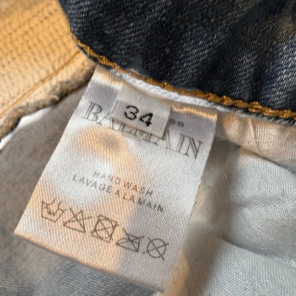 Balmain Paris T551 B658 Distressed Biker Moto Jeans, Sz W34/L31 - Picture 15 of 16